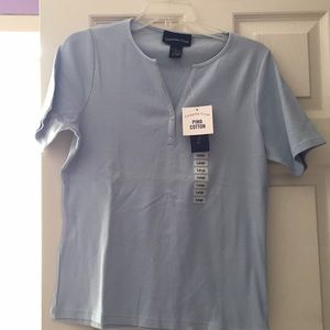 Light blue button vneck